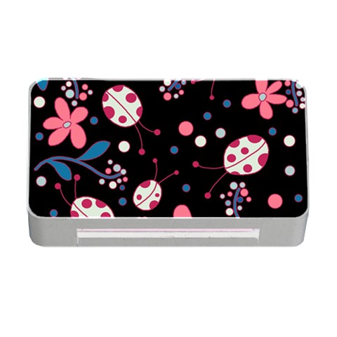 Pink ladybugs and flowers  Memory Card Reader with CF from ArtsNow.com Front