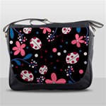 Pink ladybugs and flowers  Messenger Bags