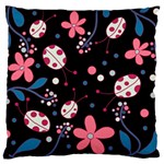 Pink ladybugs and flowers  Large Cushion Case (One Side)