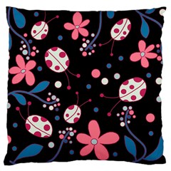 Pink ladybugs and flowers  Large Cushion Case (Two Sides) from ArtsNow.com Front