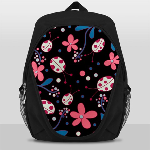 Pink ladybugs and flowers  Backpack Bag from ArtsNow.com Front