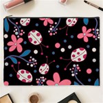 Pink ladybugs and flowers  Cosmetic Bag (XXXL) 