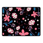 Pink ladybugs and flowers  Double Sided Fleece Blanket (Small) 