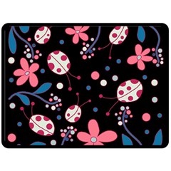 Pink ladybugs and flowers  Double Sided Fleece Blanket (Large)  from ArtsNow.com 80 x60  Blanket Back