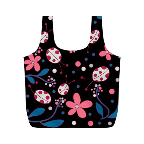 Pink ladybugs and flowers  Full Print Recycle Bags (M)  from ArtsNow.com Front