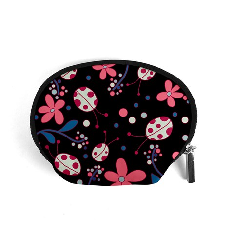 Pink ladybugs and flowers  Accessory Pouches (Small)  from ArtsNow.com Front