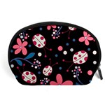 Pink ladybugs and flowers  Accessory Pouches (Large) 