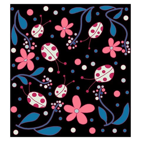 Pink ladybugs and flowers  Drawstring Pouches (Large)  from ArtsNow.com Back