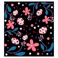 Pink ladybugs and flowers  Drawstring Pouches (Large)  from ArtsNow.com Back