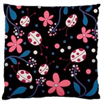 Pink ladybugs and flowers  Standard Flano Cushion Case (One Side)