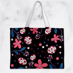 Pink ladybugs and flowers  Zipper Mini Tote Bag from ArtsNow.com Back