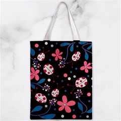 Pink ladybugs and flowers  Zipper Classic Tote Bag from ArtsNow.com Back