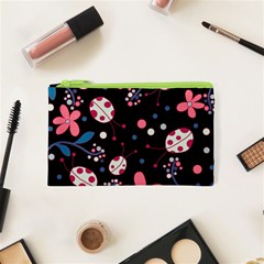 Pink ladybugs and flowers  Cosmetic Bag (XS) from ArtsNow.com Front