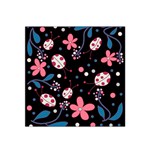 Pink ladybugs and flowers  Satin Bandana Scarf