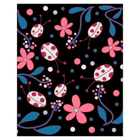 Pink ladybugs and flowers  Drawstring Pouches (Extra Large) from ArtsNow.com Front