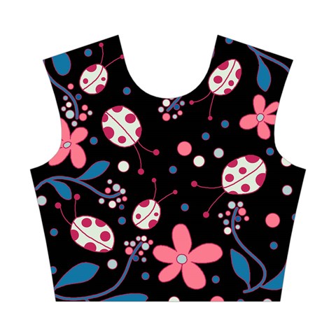 Pink ladybugs and flowers  Cotton Crop Top from ArtsNow.com Front