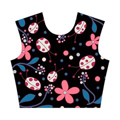 Pink ladybugs and flowers  Cotton Crop Top from ArtsNow.com Front