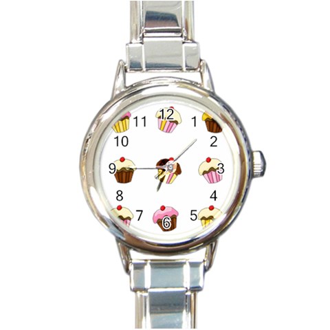 Colorful cupcakes  Round Italian Charm Watch from ArtsNow.com Front