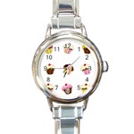 Colorful cupcakes  Round Italian Charm Watch