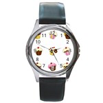 Colorful cupcakes  Round Metal Watch