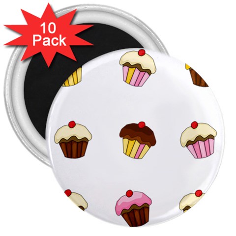 Colorful cupcakes  3  Magnets (10 pack)  from ArtsNow.com Front