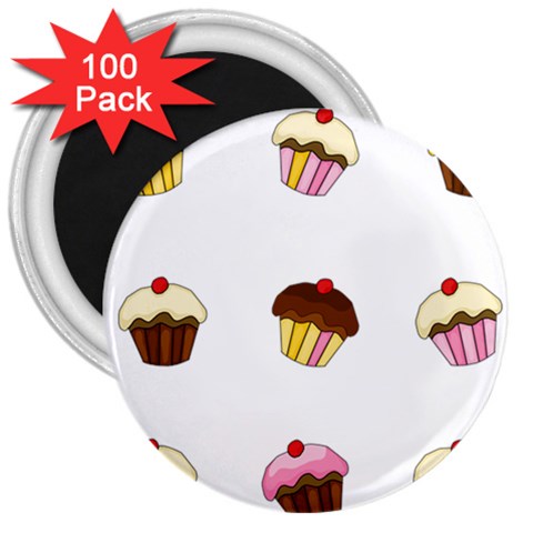 Colorful cupcakes  3  Magnets (100 pack) from ArtsNow.com Front