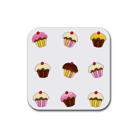 Colorful cupcakes  Rubber Coaster (Square)  from ArtsNow.com Front