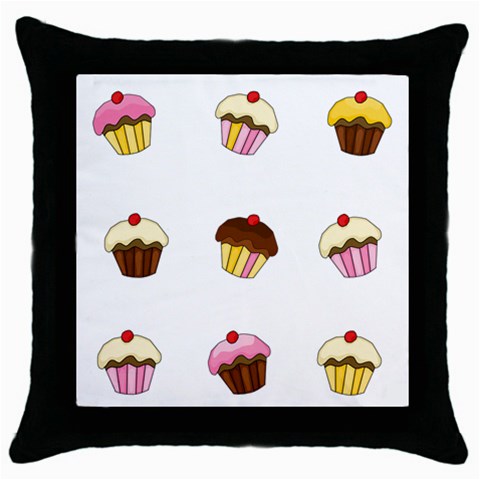 Colorful cupcakes  Throw Pillow Case (Black) from ArtsNow.com Front