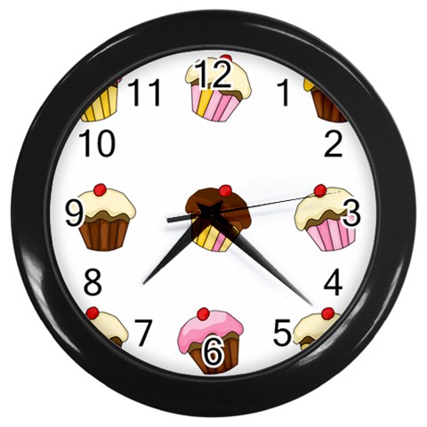 Colorful cupcakes  Wall Clocks (Black) from ArtsNow.com Front