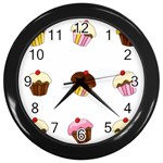 Colorful cupcakes  Wall Clocks (Black)