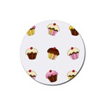 Colorful cupcakes  Rubber Coaster (Round) 