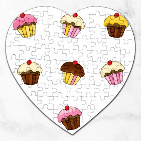 Colorful cupcakes  Jigsaw Puzzle (Heart) from ArtsNow.com Front