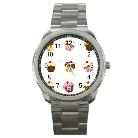 Colorful cupcakes  Sport Metal Watch from ArtsNow.com Front
