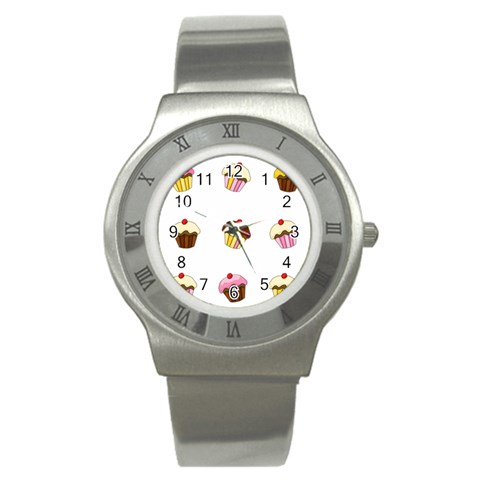 Colorful cupcakes  Stainless Steel Watch from ArtsNow.com Front