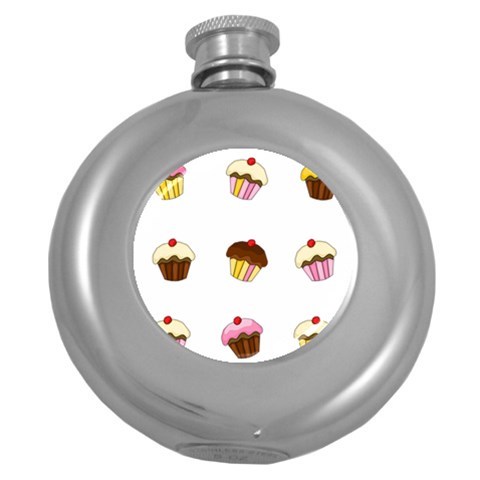 Colorful cupcakes  Round Hip Flask (5 oz) from ArtsNow.com Front