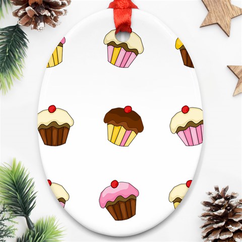 Colorful cupcakes  Oval Ornament (Two Sides) from ArtsNow.com Front