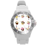 Colorful cupcakes  Round Plastic Sport Watch (L)