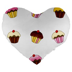 Colorful cupcakes  Large 19  Premium Heart Shape Cushions from ArtsNow.com Front