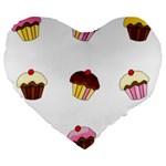 Colorful cupcakes  Large 19  Premium Heart Shape Cushions