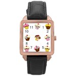 Colorful cupcakes  Rose Gold Leather Watch 