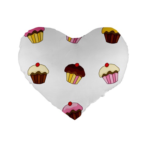 Colorful cupcakes  Standard 16  Premium Flano Heart Shape Cushions from ArtsNow.com Front