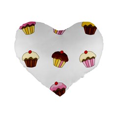 Colorful cupcakes  Standard 16  Premium Flano Heart Shape Cushions from ArtsNow.com Front