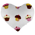 Colorful cupcakes  Large 19  Premium Flano Heart Shape Cushions