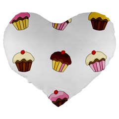 Colorful cupcakes  Large 19  Premium Flano Heart Shape Cushions from ArtsNow.com Back