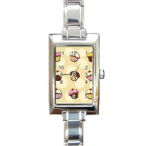 Colorful cupcakes pattern Rectangle Italian Charm Watch from ArtsNow.com Front