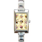 Colorful cupcakes pattern Rectangle Italian Charm Watch