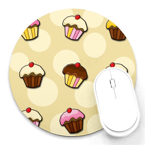 Colorful cupcakes pattern Round Mousepads from ArtsNow.com Front