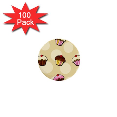 Colorful cupcakes pattern 1  Mini Buttons (100 pack)  from ArtsNow.com Front