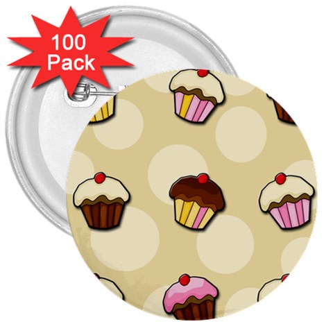 Colorful cupcakes pattern 3  Buttons (100 pack)  from ArtsNow.com Front