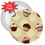 Colorful cupcakes pattern 3  Buttons (100 pack) 